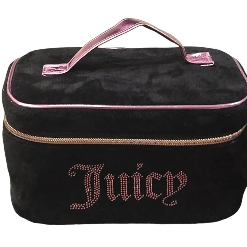 Juicy‎ Couture Pink Rhinestone Logo Velour Cosmetic Case